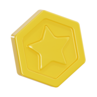 Geometric gold coin for game UI render png
