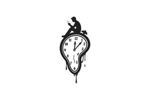 Time Management Procrastination Icon - Time Concept Silhouette Design vector