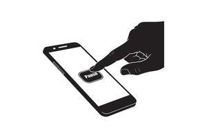 Silhouette of Hand Pressing Pause on Phone - Tapping Pause on Smartphone vector
