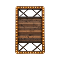 Wooden frame accented with lights, creating a warm, decorative, and inviting display isolated background png