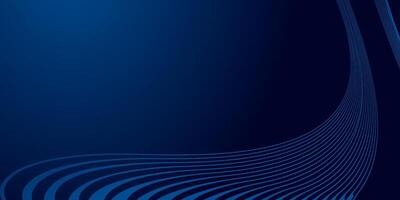 Abstract blue background with curved lines. The dark backdrop features waves of gradient blue that add visual depth. vector