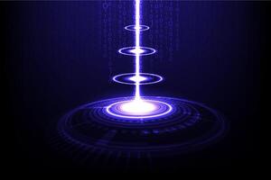 Big data Technology laser beam to binary code random blue digits wall vector