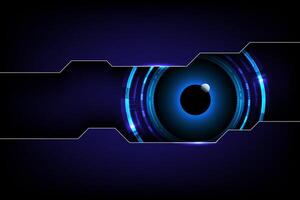 Futuristic High tech digital eye concept with glowing blue interface on a dark background, Ideal for cybersecurity, AI or tech innovation themes vector