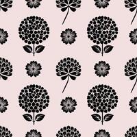 Seamless pattern featuring floral and folk art elements with silhouettes in a nordic style for decoration and illustration vector