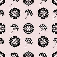 Seamless floral pattern featuring folk art silhouettes with a nordic design in a soft beige background for an ethnic decorative touch vector