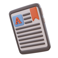 3D Rendering Electronic Book with Text. Online library. Back to school. Book in your pocket. Design elements for study learning concept website or app png