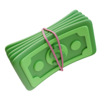 3D Render Icon Green Money Banknote Stack Bundle Tied With Rubber Band Dollar Sign. Money Finance Concept. 3D Illustration Design for Website or Mobile App png