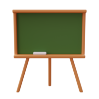 3D Rendering Green Blackboard with Chalk. School class interior object. Chalkboard. Back to school. Design elements for study learning concept website or app png