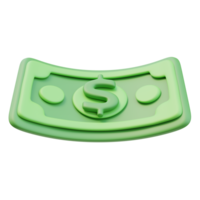 3D Render Icon Green Wave Twisted Money Banknote with Dollar Sign. Money Finance Concept. 3D Illustration Design for Website or Mobile App png