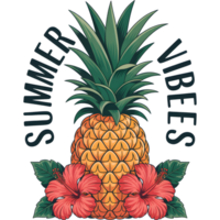 Summer Vibes with Pineapple and Flowers png