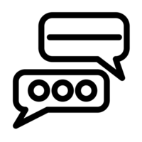 Double conversation speech bubble with lines and dots icon symbol png