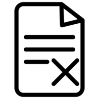 Document with written text and cancel icon symbol - Document with no approval png
