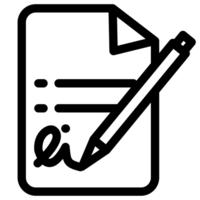 Document with written text, bullet points and signature icon symbol - Document which get signed png