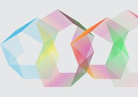 Colorful hexagonal pattern image of thin intersecting lines, forming a dynamic and symmetrical effect on a light gray background vector