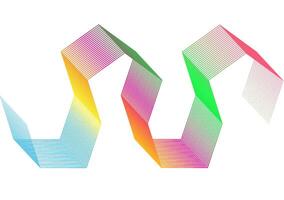 Thin colored lines form a repeating hexagonal pattern on a white background, creating a dynamic sense of movement and depth vector
