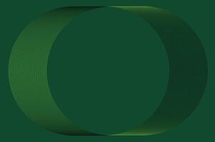 An abstract image formed by thin lines in light green and dark green. These lines curve and form a circle on a solid dark green background vector