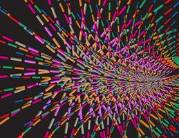 Colorful tube patterns arranged to form a dynamic spiral effect on a black background vector