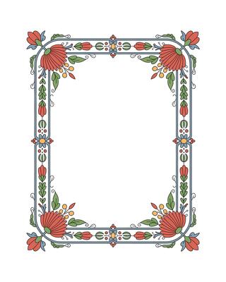 Floral rectangular frame border design element