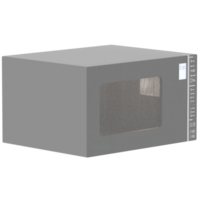 Render black microwave oven front view with transparent background png