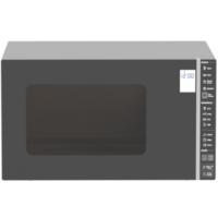 3d render black microwave oven front view with transparent background png