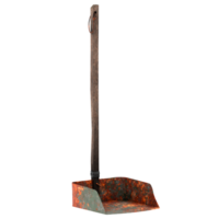 3d render rusty metal dustpan with transparent background png