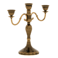 Render vintage brass candelabra candle holder with transparent background png