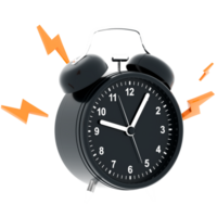 Render black alarm clock ringing sound with transparent background png