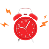 Render red alarm clock ringing sound with transparent background png