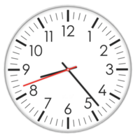 Render white wall clock minimal design with transparent background png