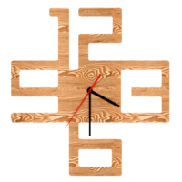 3d render large wood wall clock numbers with transparent background png