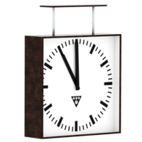 3d render square station clock with transparent background png