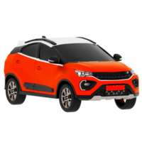 3d render orange compact suv front view with transparent background png