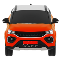 Render orange compact suv front view with transparent background png