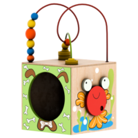 Render wooden toy cube with transparent background png