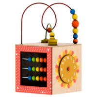 3d render wooden toy cube with transparent background png
