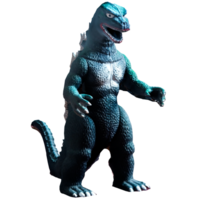 3d render godzilla monster toy figure with transparent background png