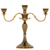 3d render vintage brass candelabra candle holder with transparent background png