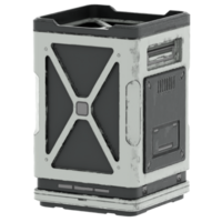 3d render sci fi futuristic metal container with transparent background png