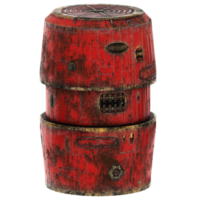 3d render red worn sci fi barrel with transparent background png