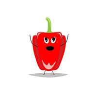 red bell pepper with an excited expression on his face vector