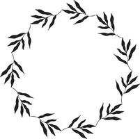 black round laurel frame vector