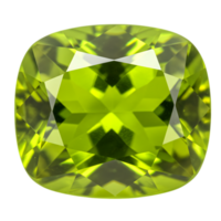 Exquisite Peridot Gemstone, A radiant green treasure with intricate facets and pristine clarity, set against a transparent backdrop png