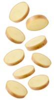 Elevated Potato Slices Floating on Transparent Background for Creative Use png
