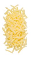 Heap of Finely Shredded Cheddar Cheese on Transparent Background png