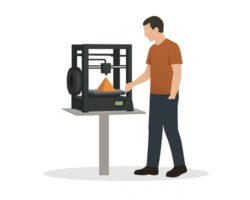 a man is using a 3d printer to make an object png