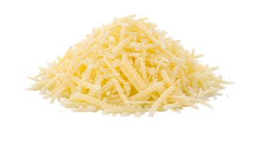 Heap of shredded cheddar cheese, isolated on transparent background, perfect for culinary design and recipes projects png
