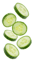 Freshness unleashed, A vibrant symphony of cucumber slices floating on a transparent backdrop, evoking a sense of natural vitality png