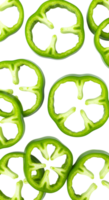 Vibrant green bell pepper slices arranged on a transparent background png