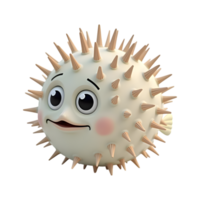 Charming Cartoon Pufferfish with a Curious Expression on Transparent Background png