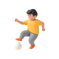 3D Rendering of a Boy Playing Soccer with a Transparent Background, Engaging in a Fun Activity, Sporty and Isolated png